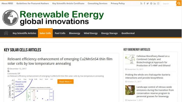 Articolo su Renewable Energy Global Innovations