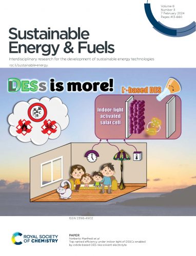 Mib-solar center on the Inside front cover of Sustainable Energy & Fuels with DSSCs for indoor applications